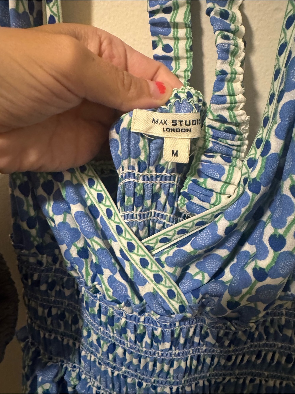 Max Studio Blue Printed Halter Maxi Dress - Picture 3 of 5